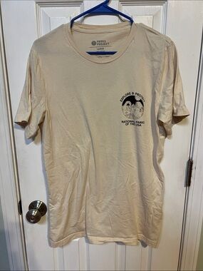 Parks Project Short Sleeve Fill In Tee in Cream with Black Text